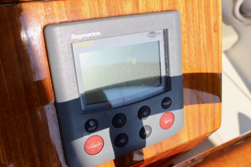 Slide: The Image of Raymarine display on 2012 Custom Gartside Jespersen 40, mounted on polished wood panel. - 24