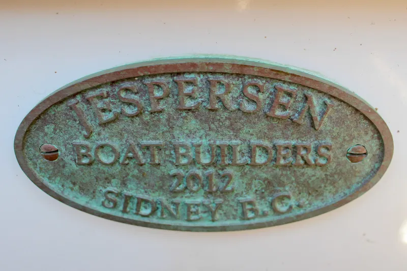 Slide: The Image of Jespersen Boat Builders 2012 plaque, Sidney B.C., on Custom Gartside Jespersen 40. - 31
