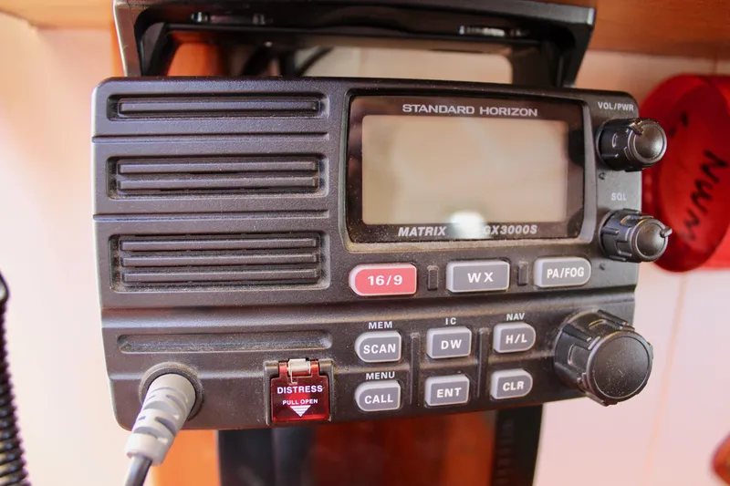 Slide: The Image of Standard Horizon Matrix GX3000S radio on a 2012 Custom Gartside Jespersen 40 boat. - 45