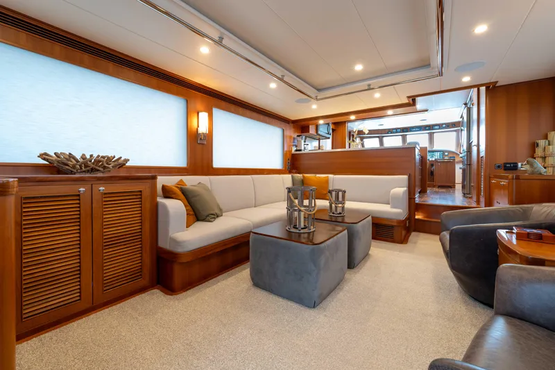 Slide: The Image of Luxurious interior of 2022 Outer Reef Yachts 720 Motoryacht with elegant seating and modern decor. - 29