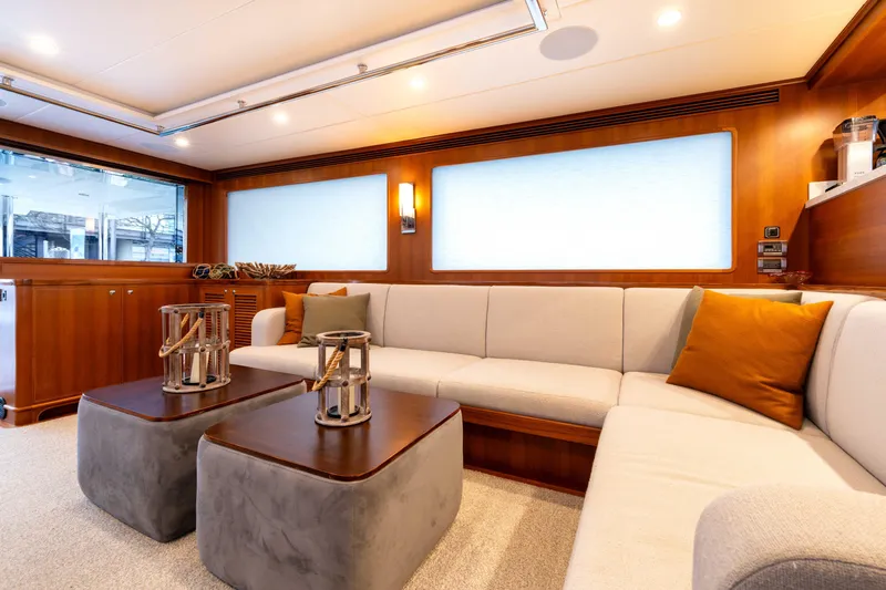 Slide: The Image of Luxurious interior of 2022 Outer Reef Yachts 720 Motoryacht with elegant seating and decor. - 30