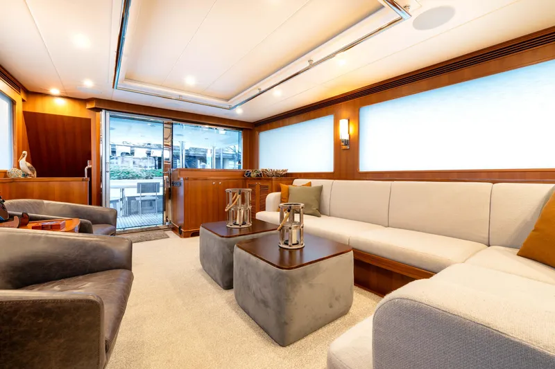 Slide: The Image of Luxurious interior of 2022 Outer Reef Yachts 720 Motoryacht with elegant seating and modern decor. - 31