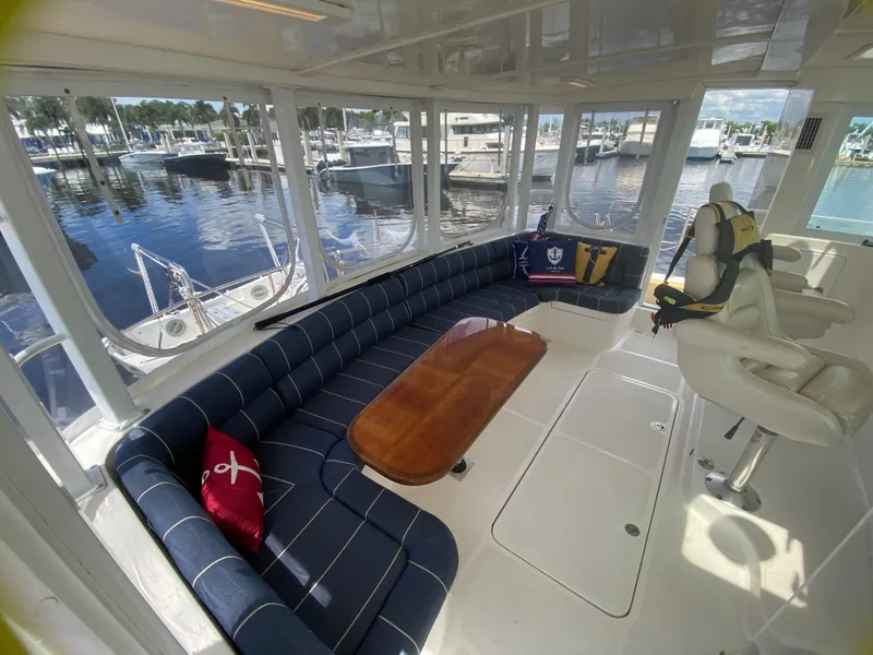 Slide: The Image of Luxurious interior of 2007 Manta 44 Power Cat with marina view. - 23