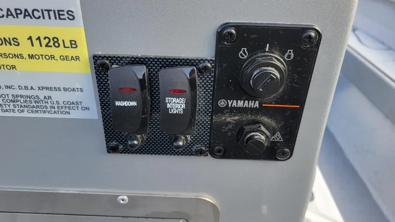 Slide: The Image of Control panel of 2025 Xpress H22 Bay with Yamaha Vmax 200 SHO engine. - 8