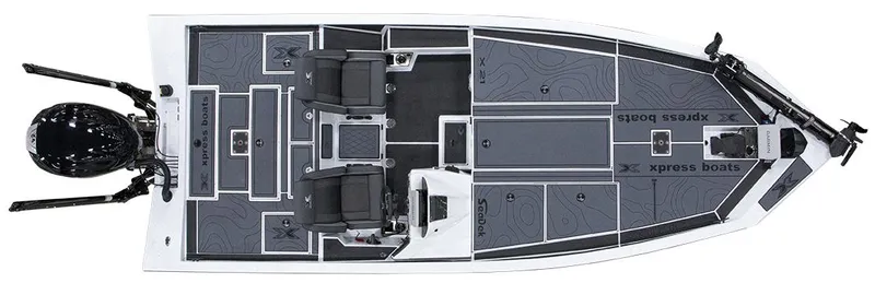 Slide: The Image of 2025 Xpress X21 Pro Bass LE boat, top view, sleek design, spacious layout. - 13