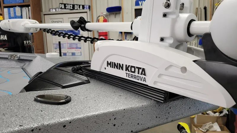 Slide: The Image of Minn Kota Terrova trolling motor on 2025 Xpress H22 Bay boat with Yamaha Vmax 200 SHO. - 19