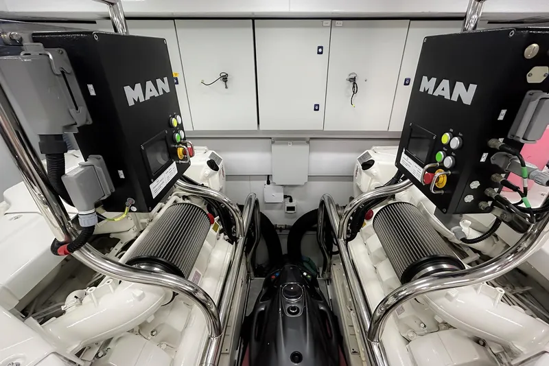 Slide: The Image of Engine room of 2020 Princess 78 yacht with dual MAN engines. - 12