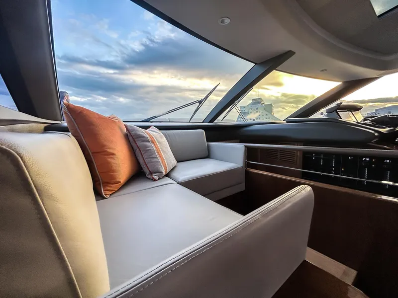 Slide: The Image of Luxurious interior of 2020 Princess 78 yacht with sunset view. - 13