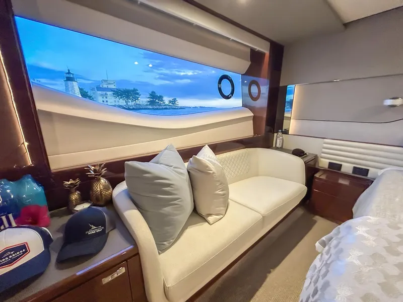 Slide: The Image of Luxurious interior of 2020 Princess 78 yacht with scenic window view. - 6