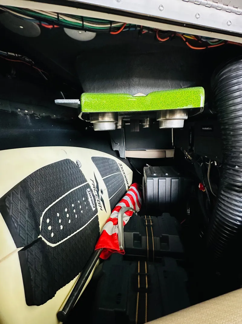 Slide: The Image of 2021 Centurion Ri245 interior storage with surfboard and equipment. - 34