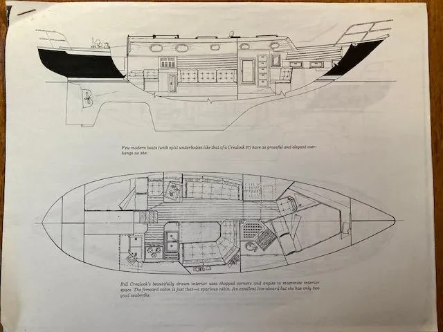 Slide: The Image of Blueprint of 1992 Pacific Seacraft 37 Cutter sailboat, showcasing interior layout and design. - 47