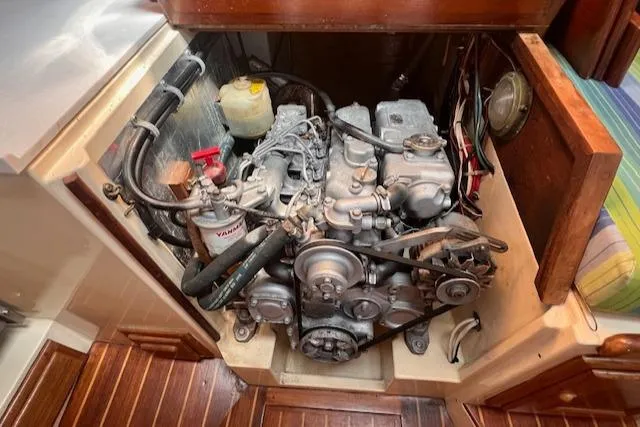 Slide: The Image of Engine compartment of a 1992 Pacific Seacraft 37 Cutter sailboat. - 29