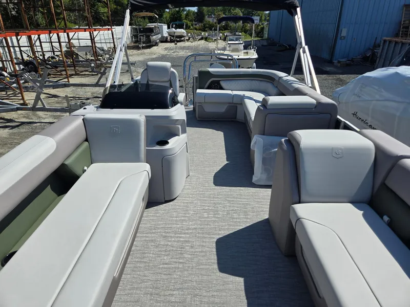 Slide: The Image of 2025 Godfrey Sweetwater 2286 C pontoon boat with spacious seating and modern design. - 8