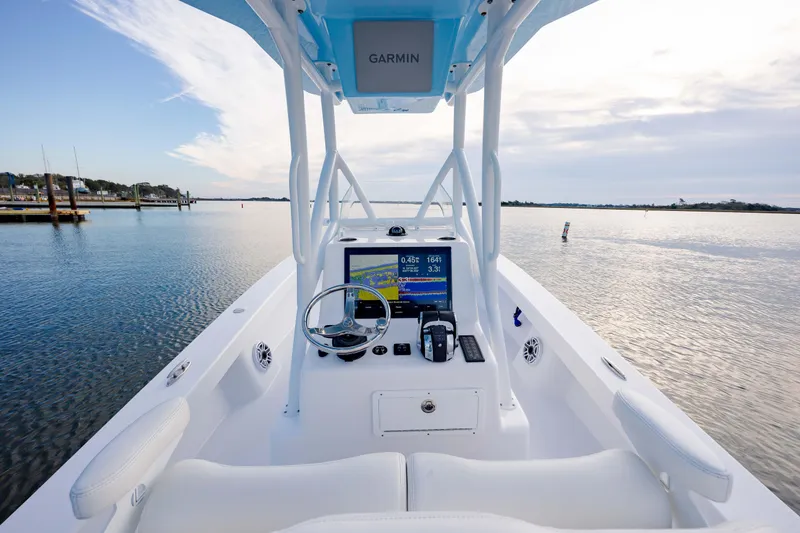 Slide: The Image of 2021 ZCB 26 Freemason boat with Garmin navigation on calm waters. - 14