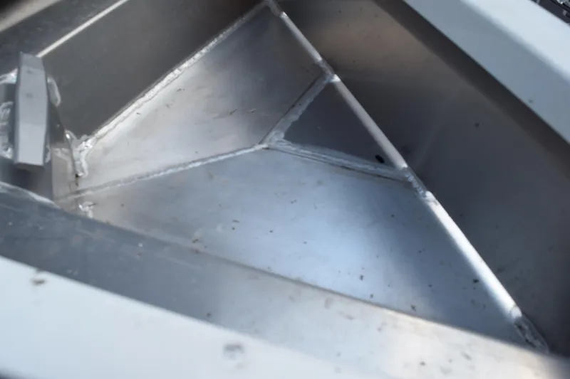 Slide: The Image of Close-up of 2024 Stabicraft 1550 Frontier SportFish aluminum interior detail. - 8