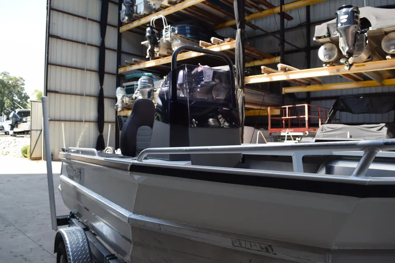 Slide: The Image of 2024 Stabicraft 1550 Frontier SportFish boat in storage facility. - 9