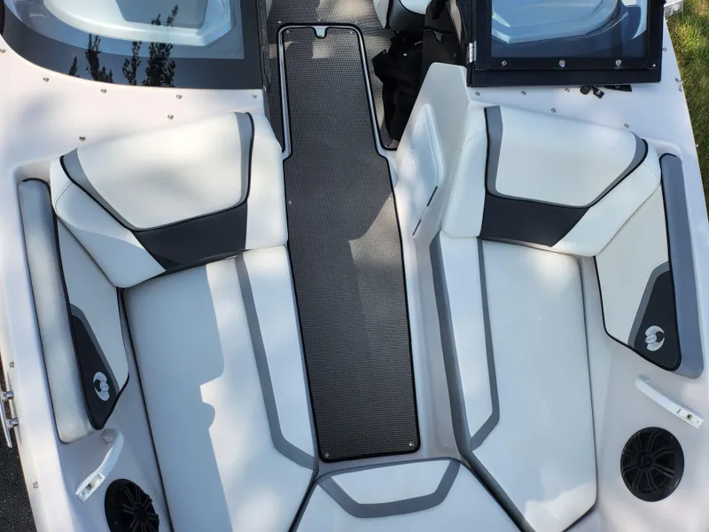 Slide: The Image of 2017 Scarab 195 boat interior with sleek seating and modern design. - 18