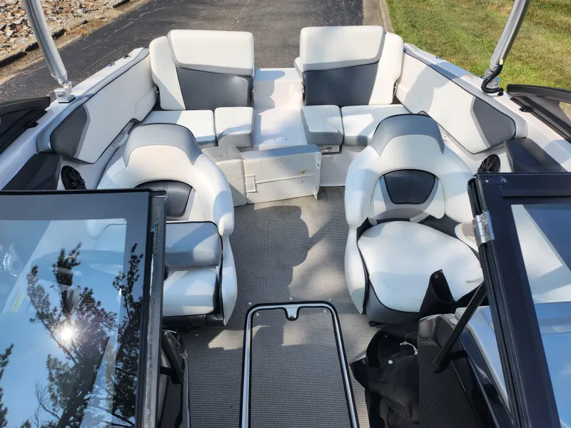 Slide: The Image of 2017 Scarab 195 boat interior with modern seating and sleek design. - 20
