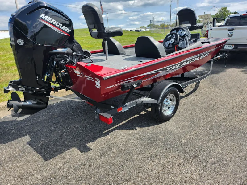 Slide: The Image of 2020 Tracker Pro Team 175 TXW boat with Mercury engine on trailer. - 3