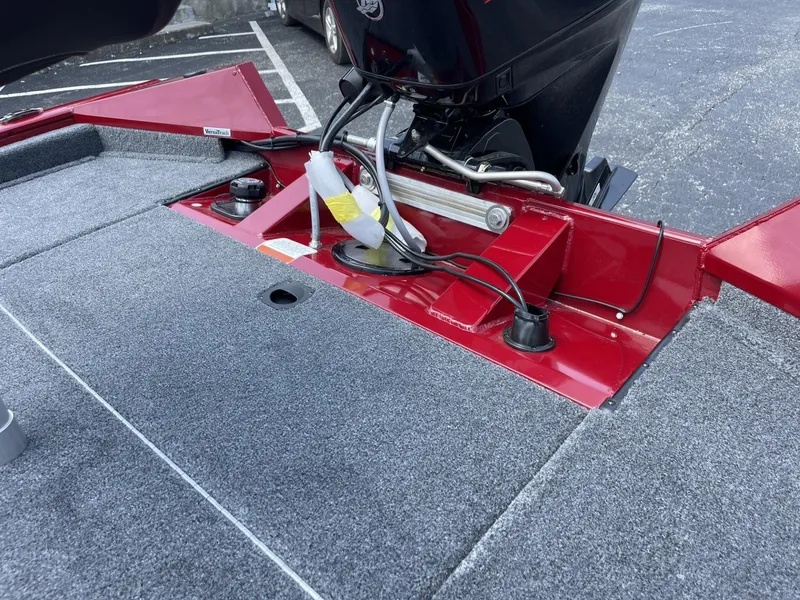 Slide: The Image of 2025 Tracker Pro Team 175 boat deck with motor and wiring details. - 10