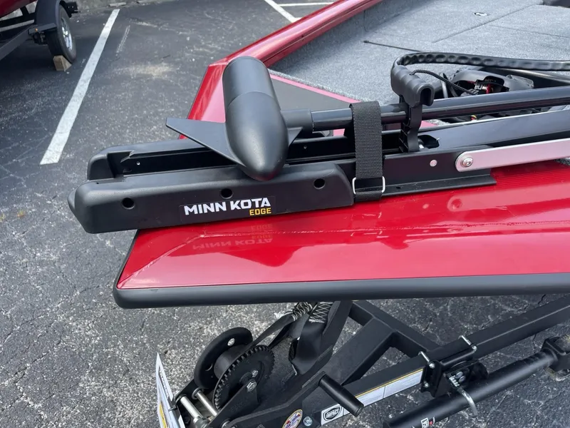 Slide: The Image of 2025 Tracker Pro Team 175 with Minn Kota Edge trolling motor, red finish. - 8