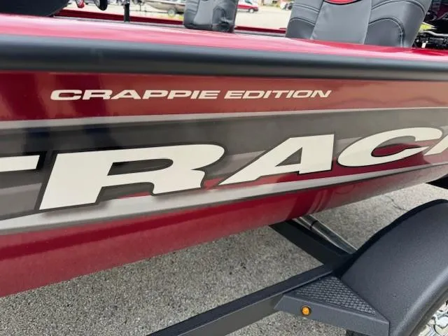 Slide: The Image of 2025 Tracker Pro Team 175 Crappie Edition boat, close-up of logo and design. - 4