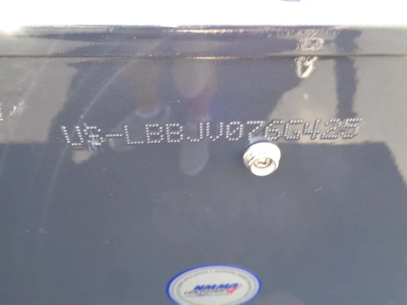 Slide: The Image of 2025 Lund 1875 Pro-V Bass XS boat hull identification number (HIN) close-up. - 34