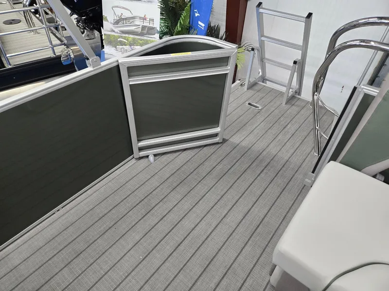 Slide: The Image of 2025 Godfrey Sweetwater 2086 C pontoon boat deck with open gate and ladder. - 20