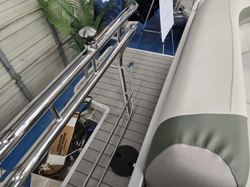 Slide: The Image of 2025 Godfrey Sweetwater 2086 C boat interior with railing and seating. - 26
