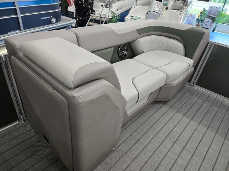 Slide: The Image of 2025 Godfrey Sweetwater 2086 C boat interior with plush seating and modern design. - 34