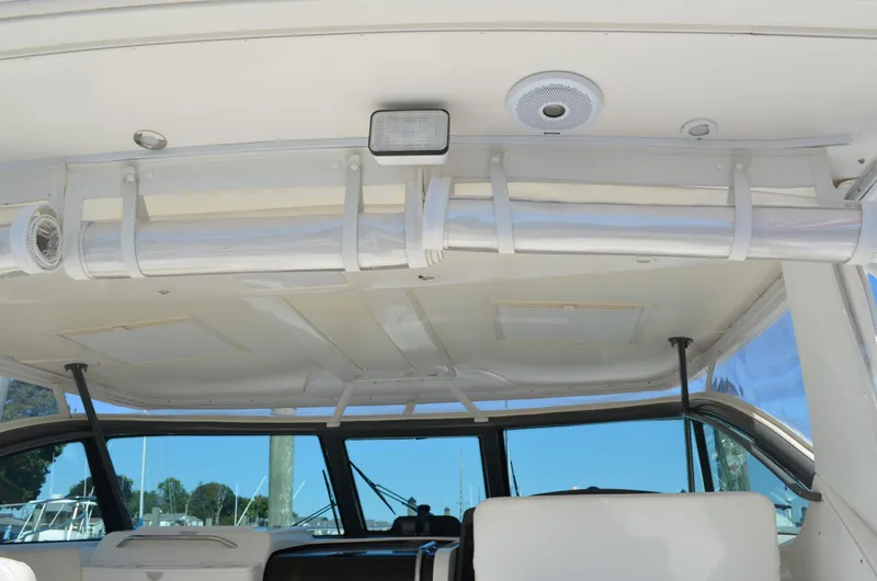 Slide: The Image of Interior view of 2004 Tiara Yachts 3800 Open, featuring ceiling and seating area. - 31