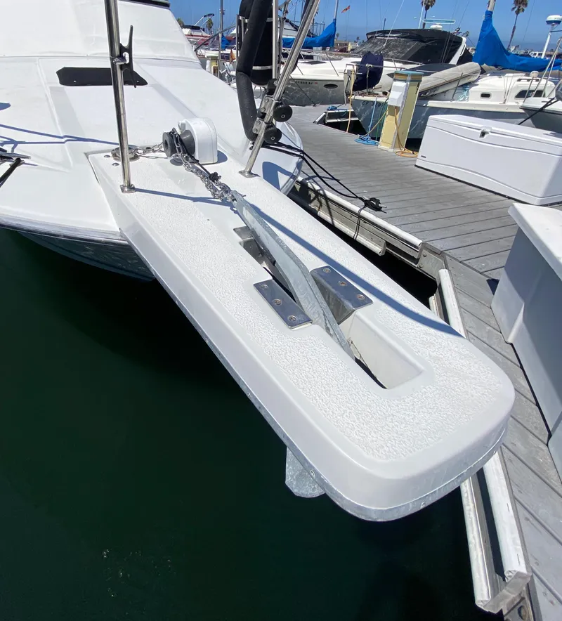 Slide: The Image of 1988 Chris-Craft 320 Amerosport Sedan boat docked at marina. - 26