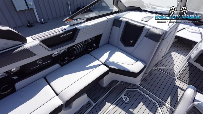 Slide: The Image of 2020 Nautique Super Air Nautique G23 interior with sleek seating and modern design. - 27