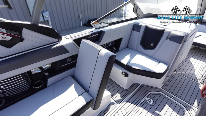 Slide: The Image of 2020 Nautique Super Air Nautique G23 interior with sleek seating and modern design. - 28