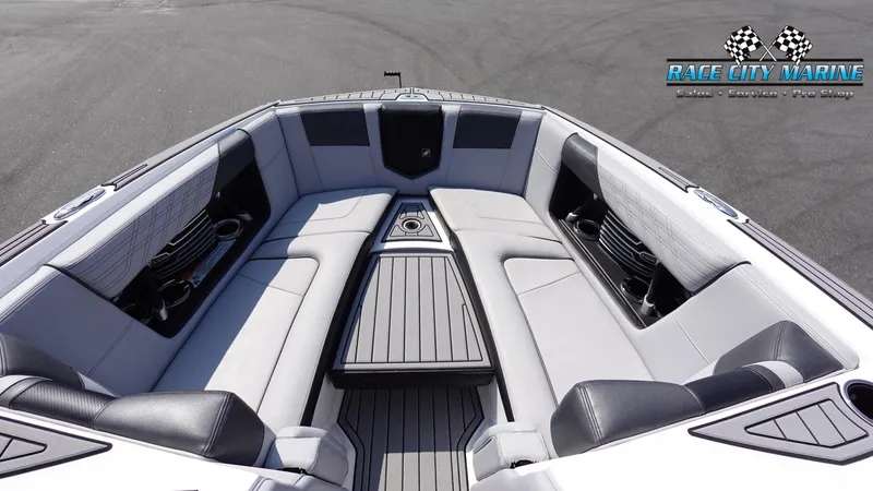 Slide: The Image of 2020 Nautique Super Air Nautique G23 boat interior with spacious seating and sleek design. - 44
