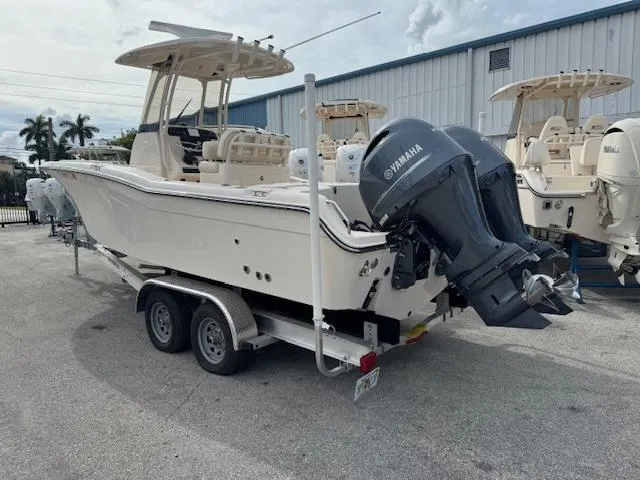 Slide: The Image of 2023 Grady-White Fisherman 257 boat on trailer with Yamaha outboard motor. - 1