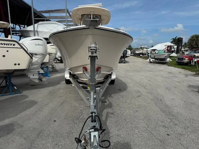 Slide: The Image of 2023 Grady-White Fisherman 257 boat on trailer in marina setting. - 5