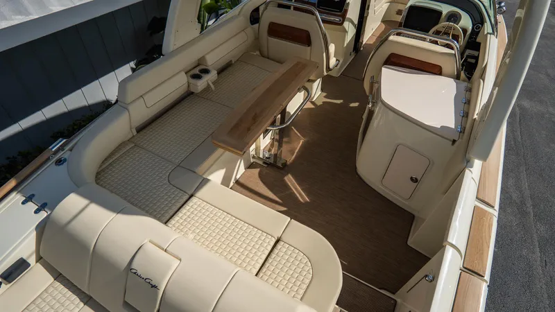Slide: The Image of 2025 Chris-Craft Launch 31 GT interior with luxurious seating and elegant design. - 27