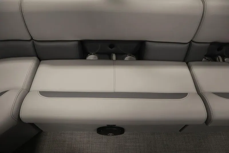 Slide: The Image of 2025 Bentley Pontoons 243 Cruise XL Tri-Toon interior seating, featuring sleek gray upholstery. - 37