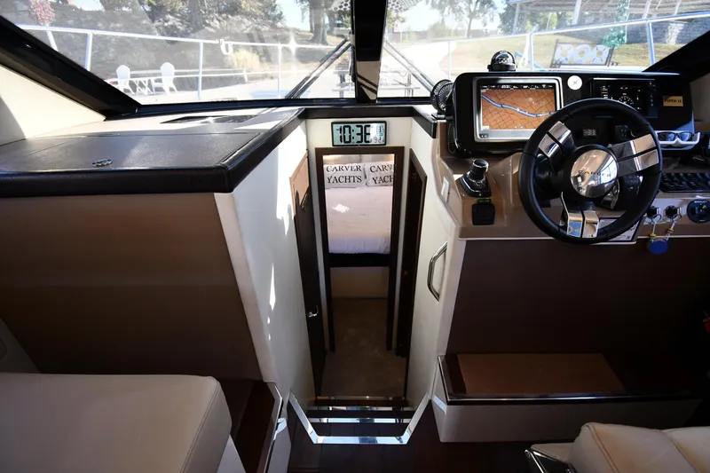 Slide: The Image of Interior of 2017 Carver C37 Coupe yacht with modern navigation equipment. - 24
