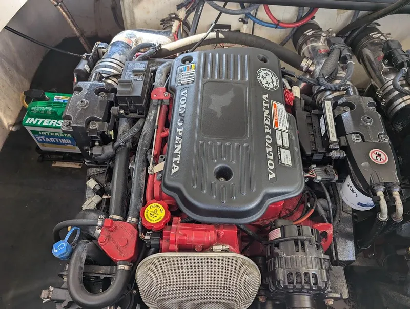 Slide: The Image of Volvo Penta engine in 2007 Cobalt 323 boat, detailed view. - 49