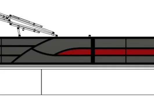 Slide: The Image of 2025 Bentley Pontoons 240 CRUISE side view, sleek design with red and black accents. - 45
