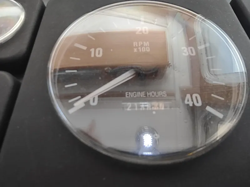 Slide: The Image of Close-up of a Nordic Tug 32 tachometer, showing RPM and engine hours. - 37