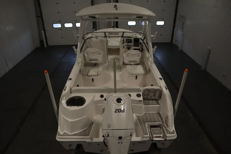 Slide: The Image of 2025 Sea Fox 228 Traveler boat interior, featuring dual seating and modern design. - 10