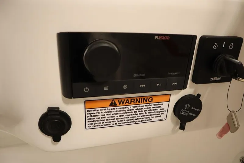 Slide: The Image of Control panel of 2025 Sea Fox 228 Traveler boat with warning label. - 22