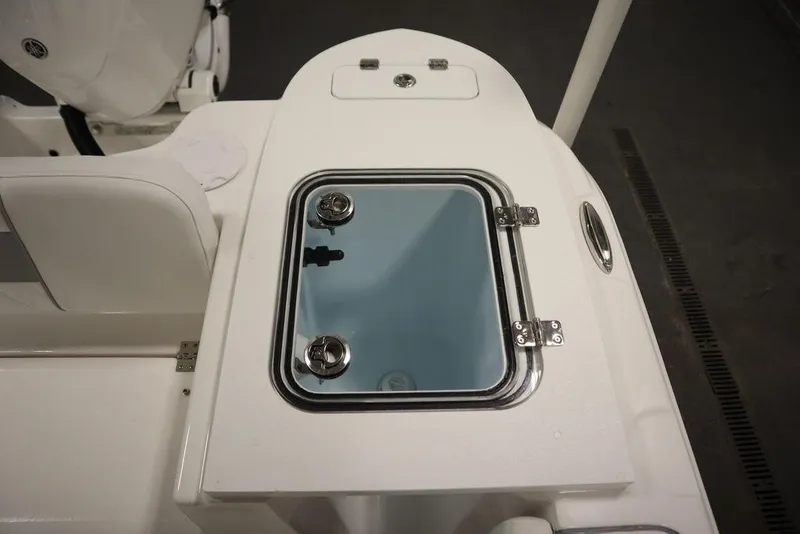 Slide: The Image of 2025 Sea Fox 228 Commander boat hatch with secure latches and sleek design. - 35