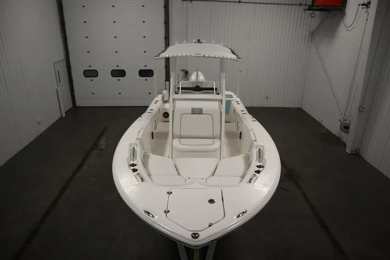 Slide: The Image of 2025 Sea Fox 228 Commander boat in indoor storage facility. - 9