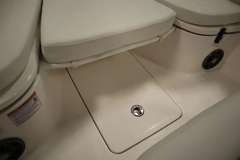 Slide: The Image of 2025 Sea Fox 248 Commander boat interior seating and storage area. - 18