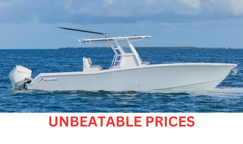 Slide: The Image of 2025 Invincible 33 Open Fisherman boat on water, featuring unbeatable prices. - 0
