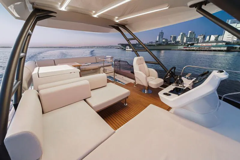 Slide: The Image of Engine room of 2025 Prestige F4.9 yacht, showcasing advanced machinery and wiring. - 24